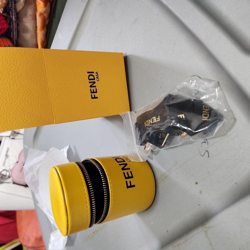 Fendi Yellow Leather Jewelry Case
